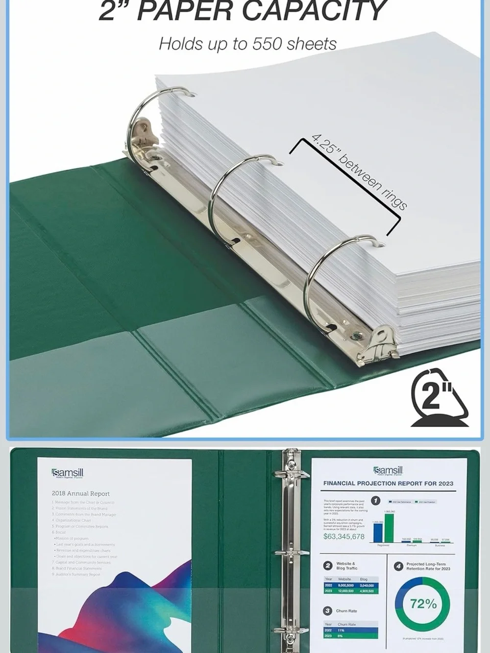 Durable View Binders 4-Pack in Dark Green